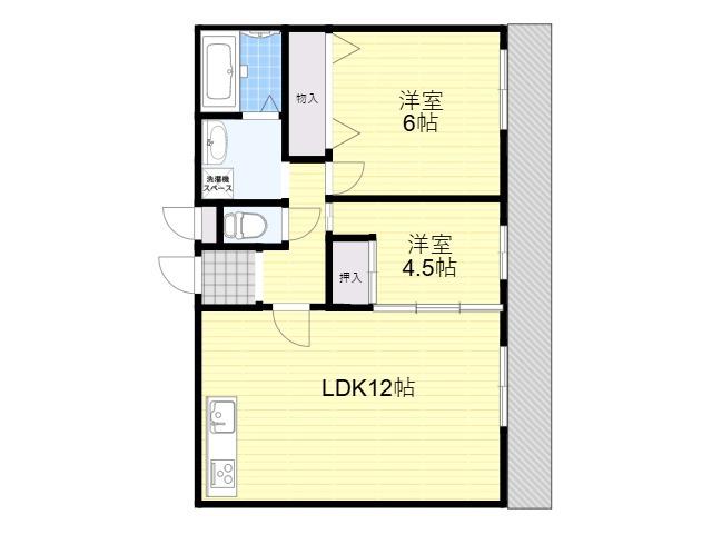 カーサ刀根山(2LDK/3階)の間取り写真