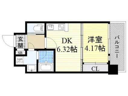 プレジオ江坂Ⅱ(1DK/10階)の間取り写真