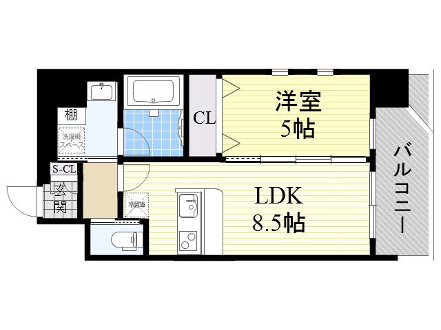 プレジオ江坂Ⅱ(1LDK/4階)の間取り写真