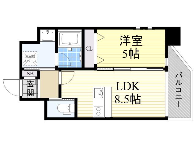 プレジオ江坂Ⅱ(1LDK/6階)の間取り写真