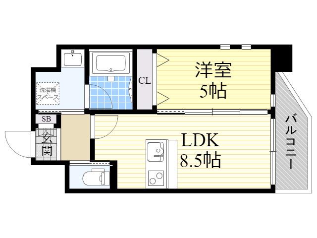 プレジオ江坂Ⅱ(1LDK/8階)の間取り写真
