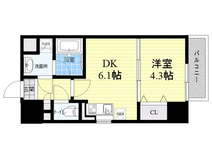 RIDGEガーデン江坂Ⅰ(1DK/7階)の間取り写真