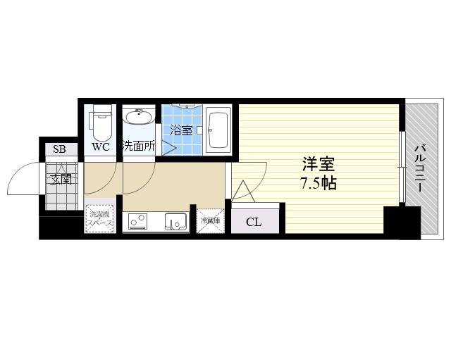 S-RESIDENCE江坂EMINENCE(1K/3階)の間取り写真