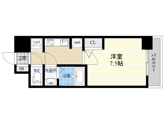 S-RESIDENCE江坂EMINENCE(1K/5階)の間取り写真