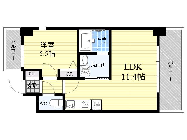 S-RESIDENCE江坂EMINENCE(1LDK/12階)の間取り写真