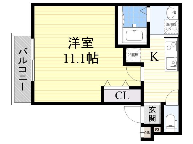 フジパレス吹田Ⅲ番館(1K/2階)の間取り写真