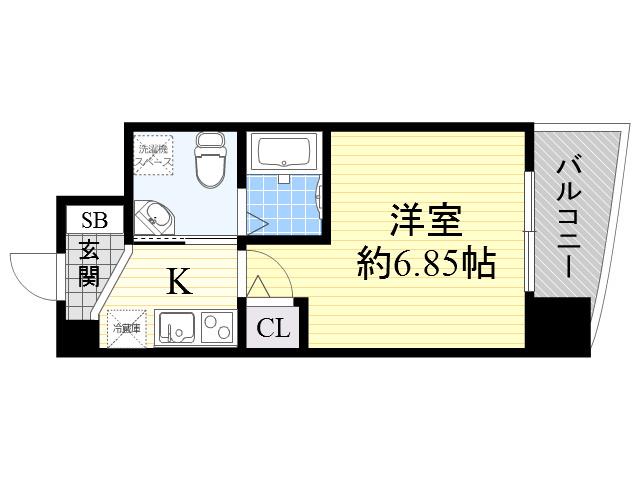 セレニテ江坂ルフレ(1K/4階)の間取り写真