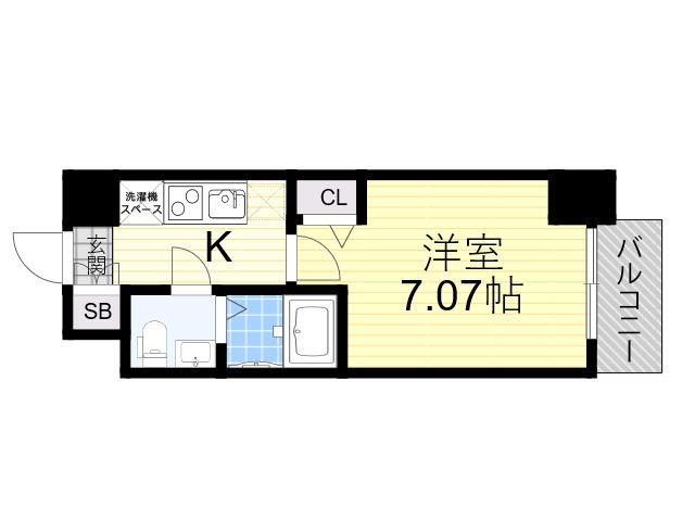 アリビオ江坂南金田(1K/6階)の間取り写真