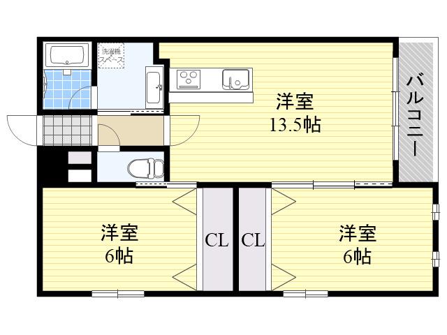 シェトワ千里山(1SLDK/1階)の間取り写真