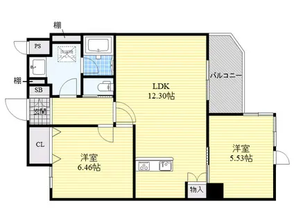 サンシャイン江坂5(2LDK/4階)の間取り写真