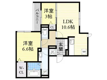 EL・SERENO江坂 ウエスト(2LDK/2階)の間取り写真