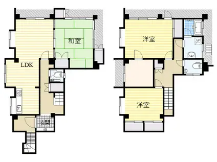 北大阪急行電鉄 緑地公園駅 徒歩5分 3階建 築44年(3SLDK)の間取り写真