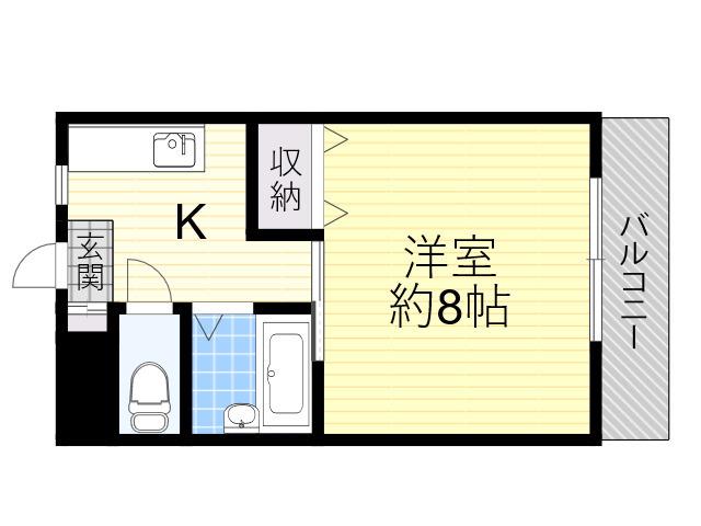 アミニティーハイツ田村(1K/4階)の間取り写真