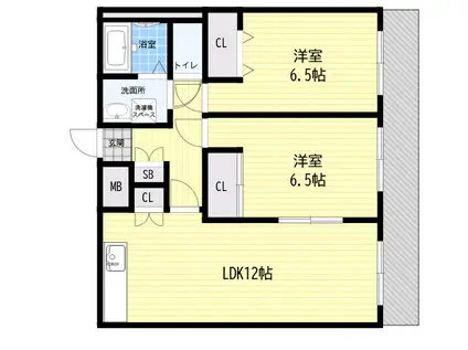 フェリーチェ服部(2LDK/3階)の間取り写真