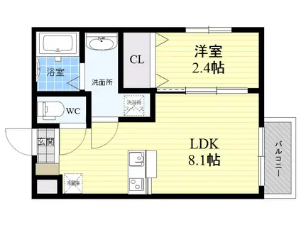 ワコーレヴィータ江坂イースト(1LDK/2階)の間取り写真