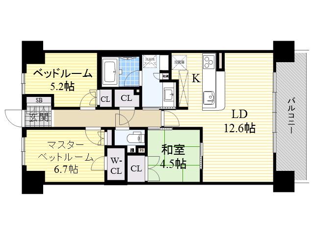 パークナードフィット津雲台(3LDK/3階)の間取り写真