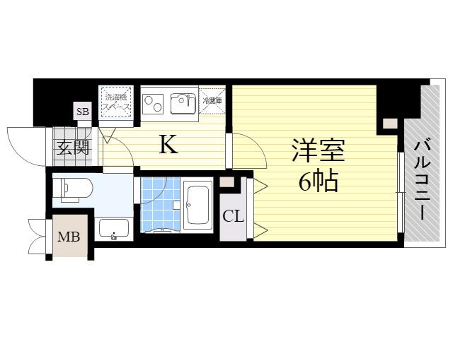 セイワパレス東三国駅前(1K/6階)の間取り写真