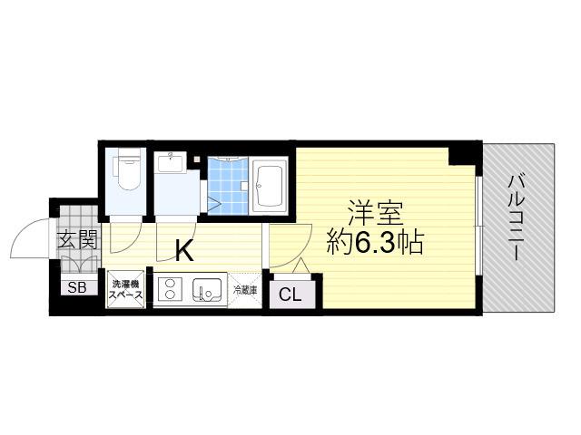 プレサンス新大阪イオリア(1K/6階)の間取り写真