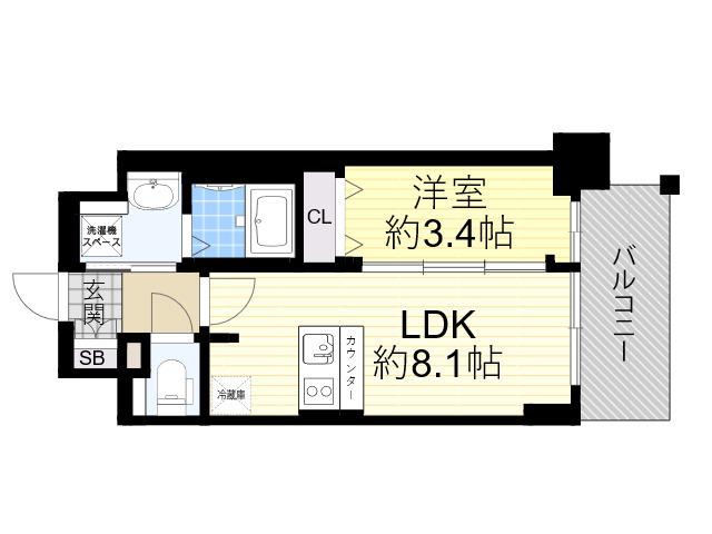 プレサンス新大阪ジェイズ(1LDK/3階)の間取り写真