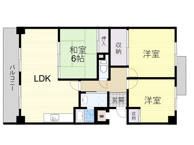 アルカディアン東豊中(3LDK/3階)の間取り写真