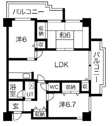 サンヴェール(3LDK/9階)の間取り写真