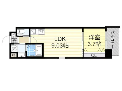 V-RENCONTRE SUITA(1LDK/9階)の間取り写真