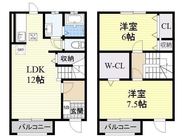 ヒルトップ千里山田(2LDK)の間取り写真