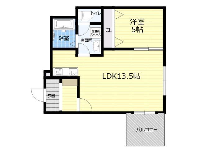 フィユフラッツ豊津グラン(1LDK/1階)の間取り写真