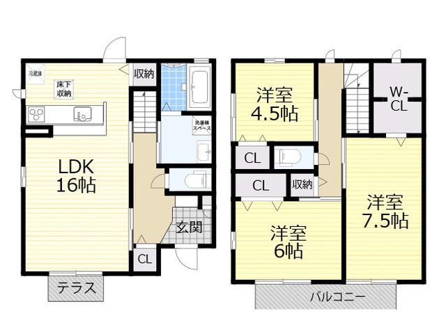ローズヴィラB棟(3LDK)の間取り写真