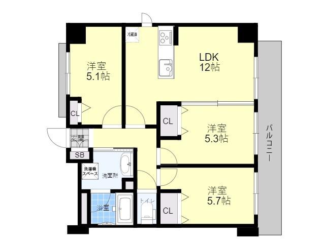 GRAN VERDE江坂(3LDK/10階)の間取り写真
