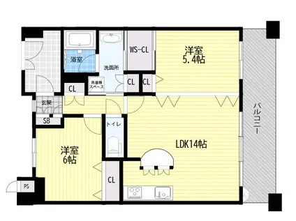 エンゼルソレーヌ江坂(2LDK/10階)の間取り写真