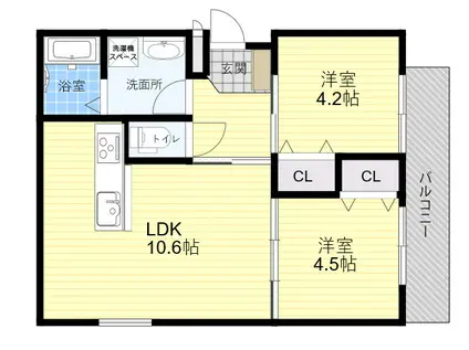 VILLA BLANCHE(2LDK/3階)の間取り写真