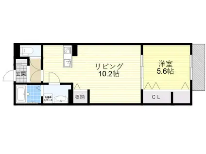 HARU江坂ウエスト(1LDK/1階)の間取り写真