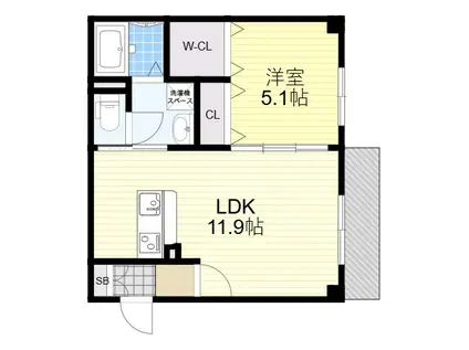 フィユフラッツ豊津LUXE(1LDK/3階)の間取り写真