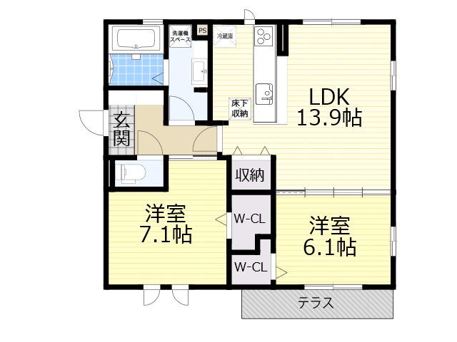 PASTORALCOURTSENRI(2LDK/1階)の間取り写真