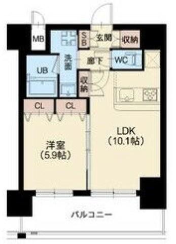 スプランディッド江坂駅前(1LDK/4階)の間取り写真