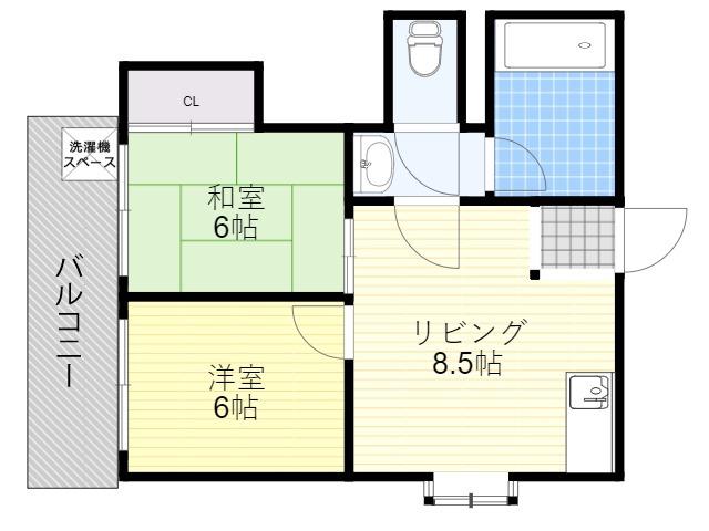 ハイツパークサイド(2LDK/2階)の間取り写真