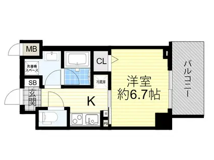 レジリエント江坂穂波町(1K/6階)の間取り写真