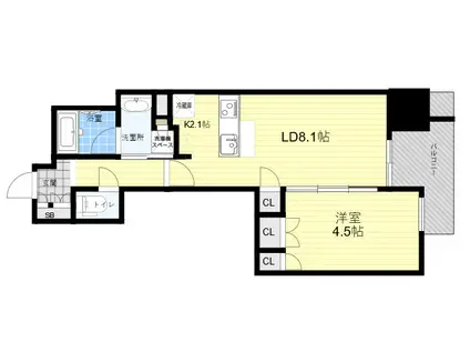 プレミスト江坂(1LDK/11階)の間取り写真