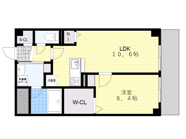 フェリシア江坂(1LDK/5階)の間取り写真