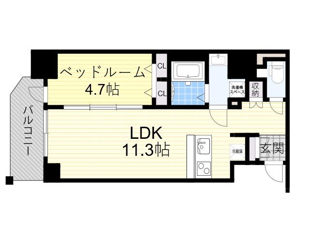 コンフォリア・リヴ新大阪ウエスト(1LDK/13階)の間取り写真