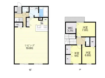 阪急千里線 北千里駅 徒歩14分 2階建 築4年(3LDK/2階)の間取り写真