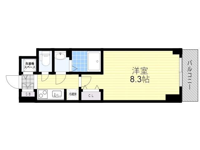 S-RESIDENCE江坂LIBLE(1K/2階)の間取り写真