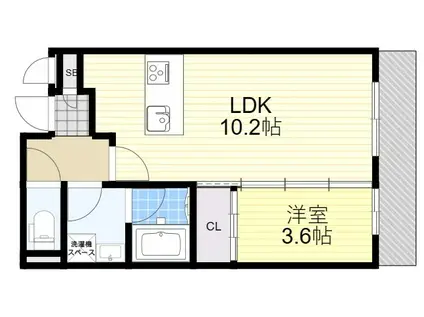 グランミューク(1LDK/3階)の間取り写真