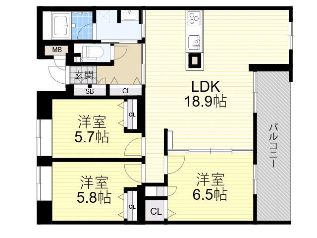 シュロス桃山台(3LDK/4階)の間取り写真