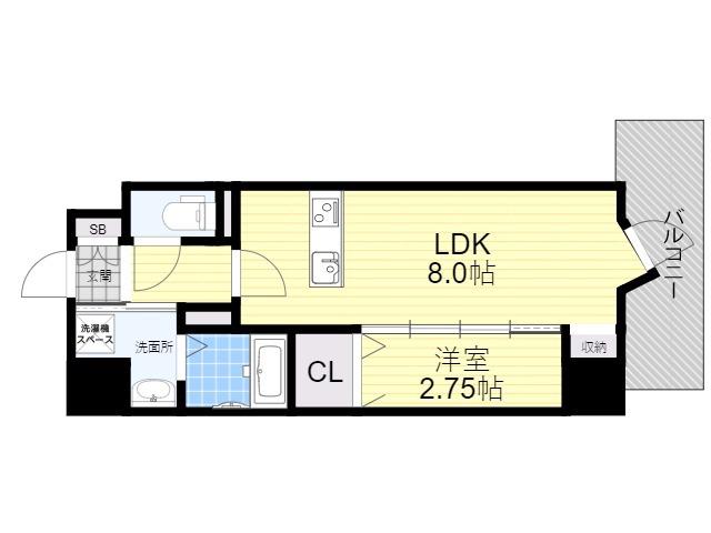 MODERN PALAZZO江坂AXIA(1LDK/2階)の間取り写真