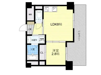アドバンス江坂ラシュレ(1LDK/4階)の間取り写真