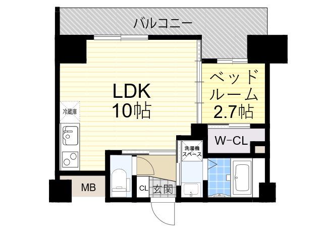 アドバンス江坂ラシュレ(1LDK/15階)の間取り写真