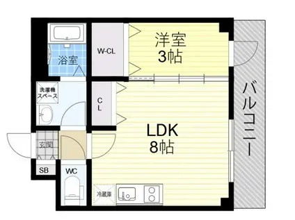 メゾンシンテイ3(1LDK/3階)の間取り写真