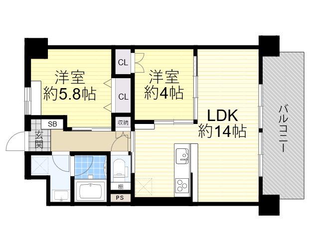 アイリトルノ(2LDK/5階)の間取り写真